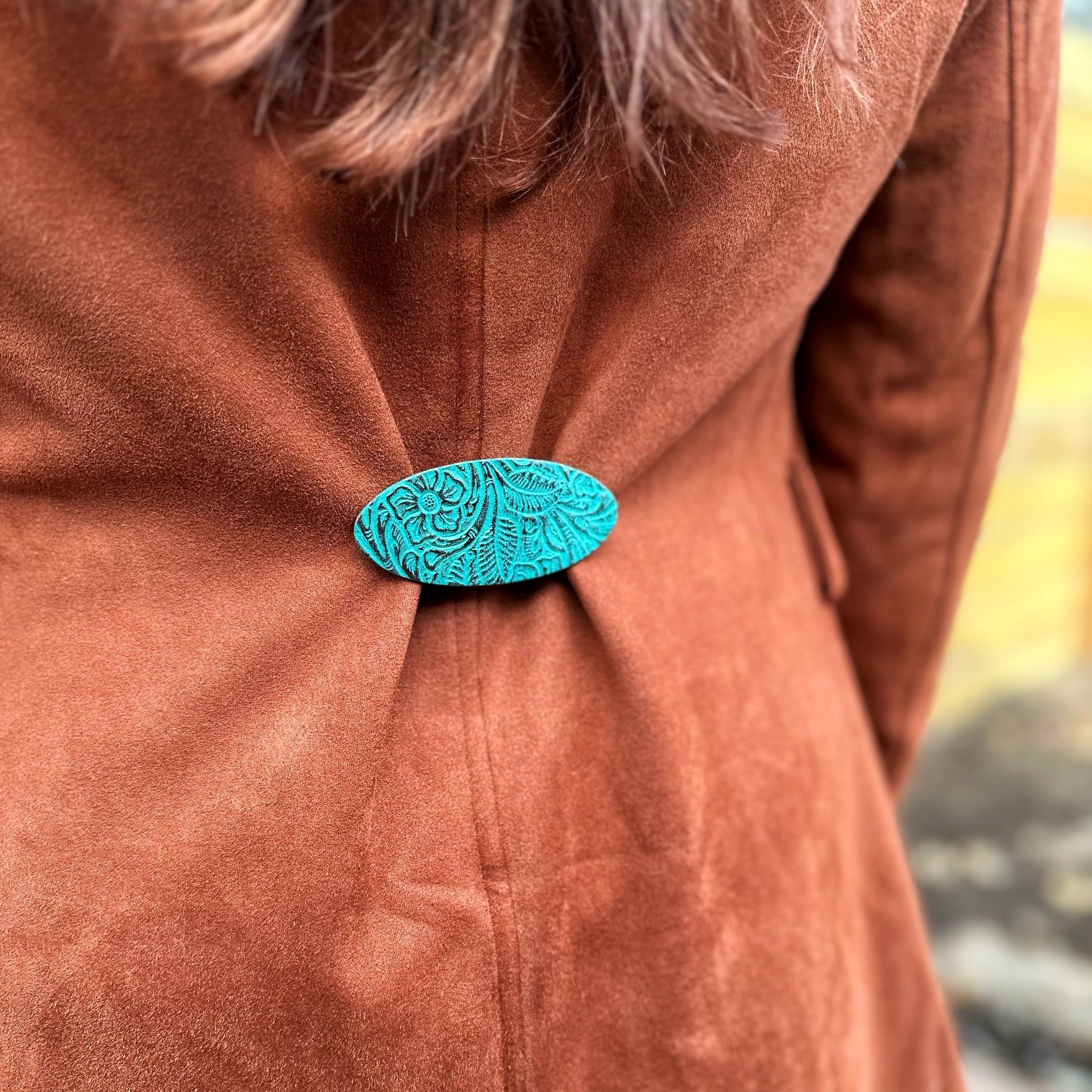 "Impressions" Metallic Embossed Leather Dress Clip | K601-603