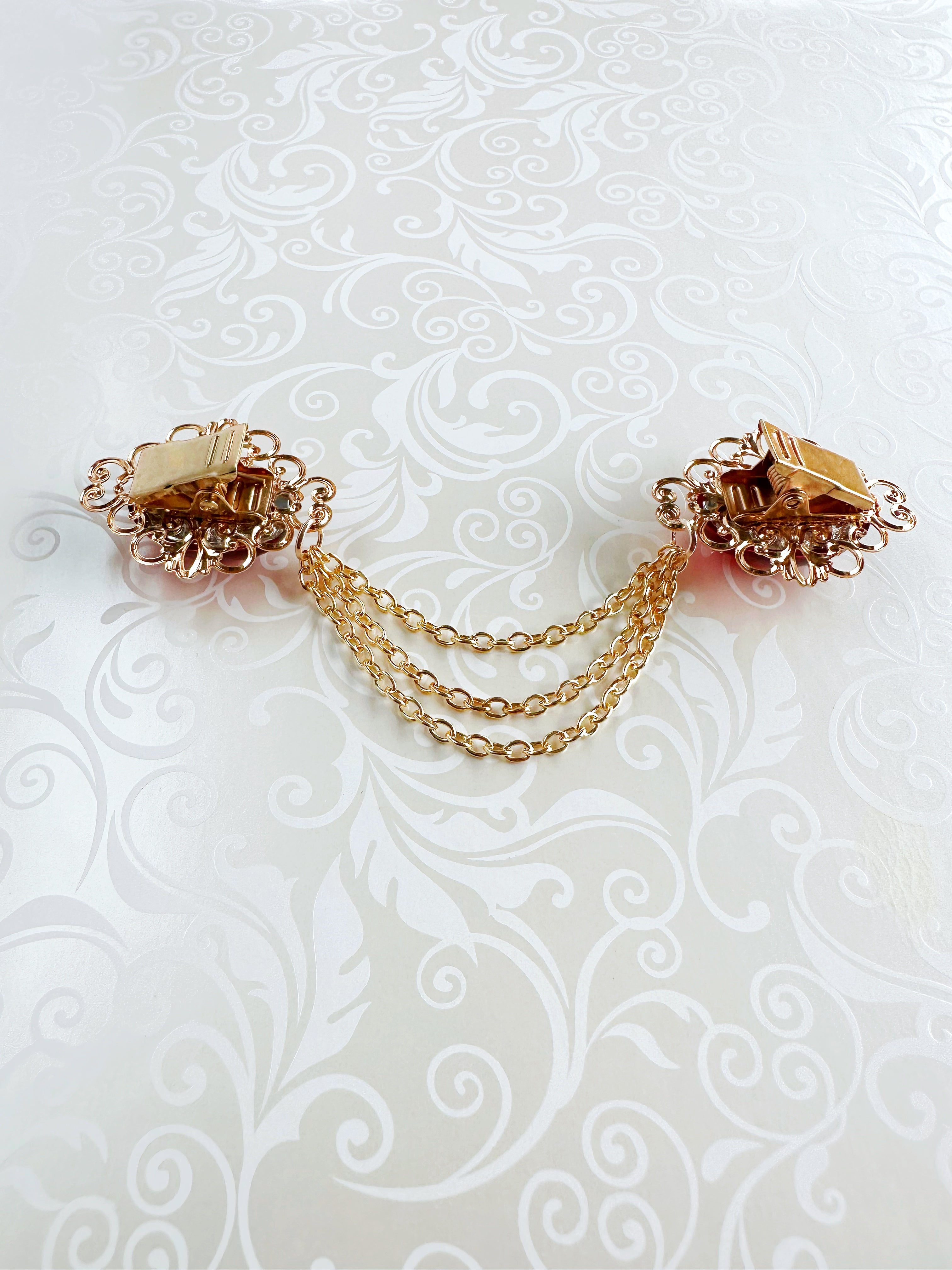 Red Center on KC Gold Clips w/ Draping Chain