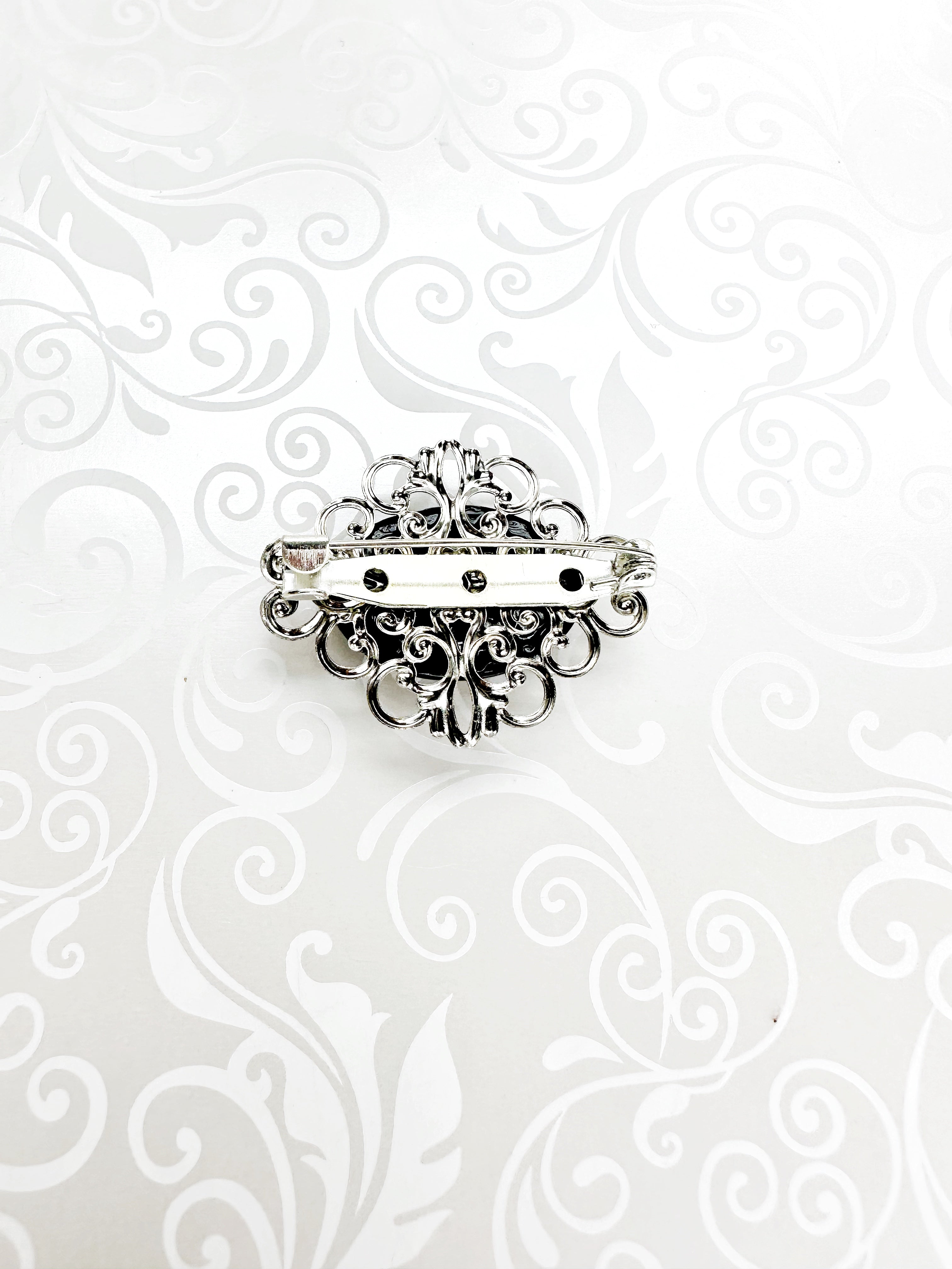KardiPin -Black Obsidian & Silver Brooch