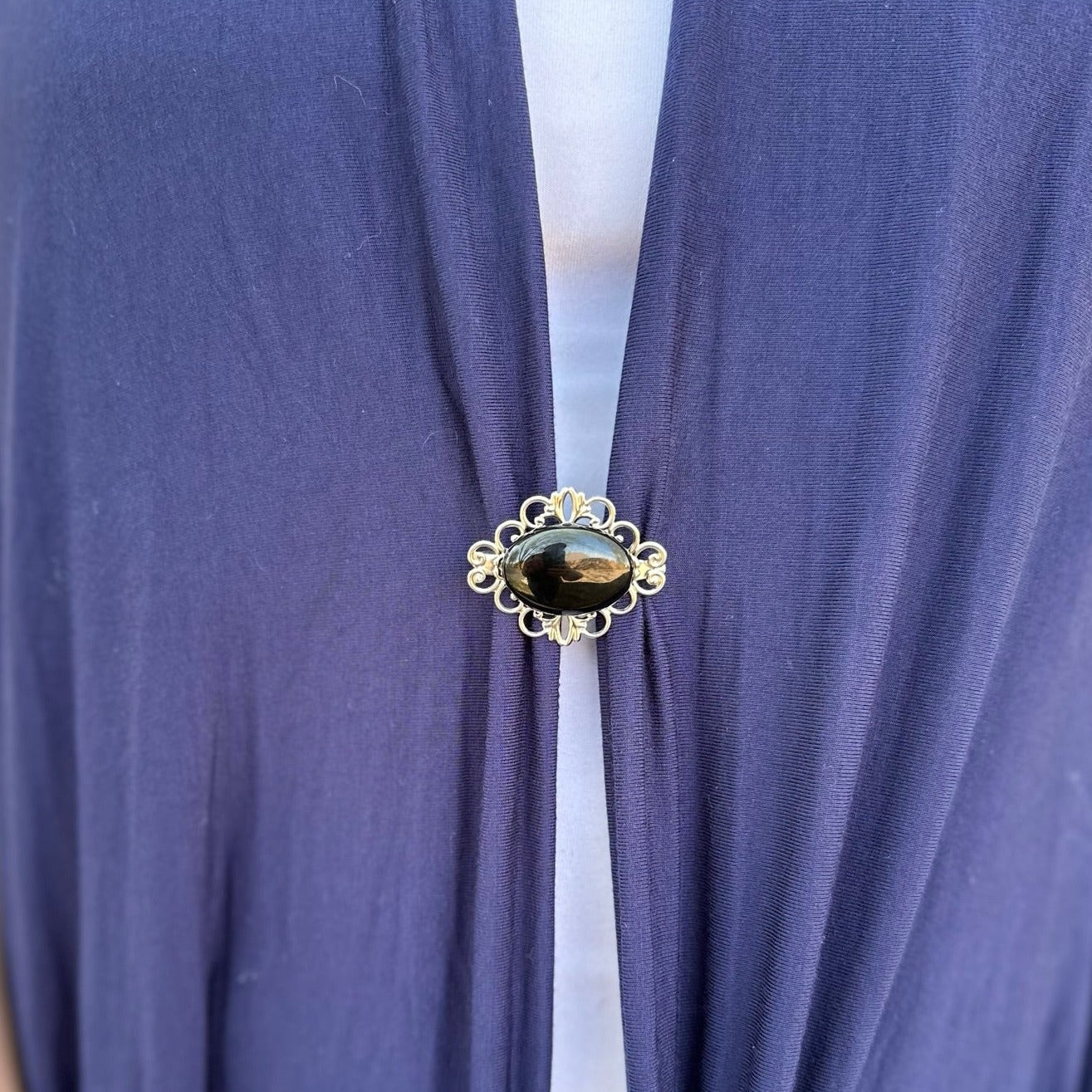 KardiPin -Black Obsidian & Silver Brooch