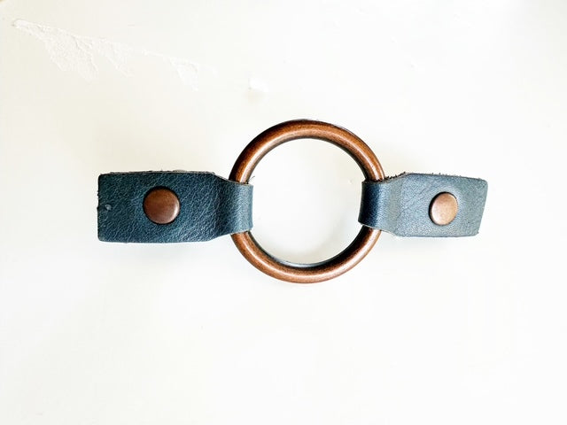 Copper O-Ring w/ Studded Blue Leather