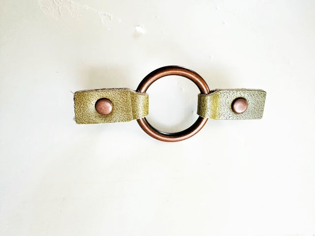 Copper O-Ring w/ Studded Green Leather