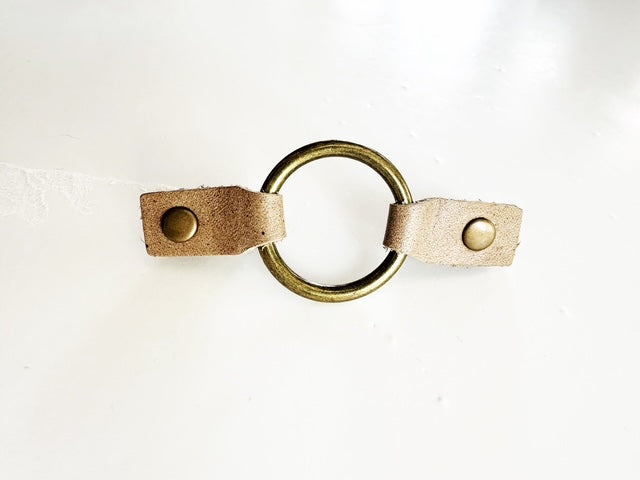 Bronze O-Ring w/ Studded Stone Brown Leather
