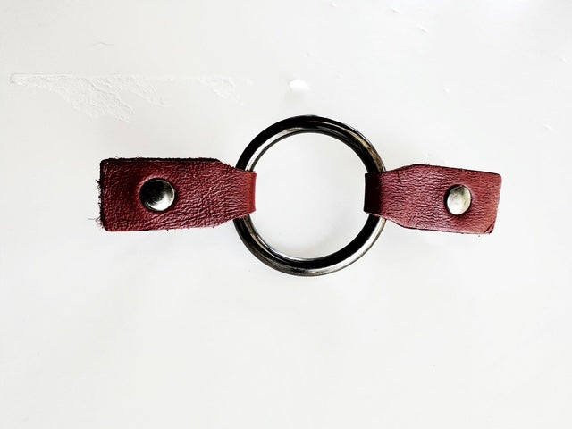 Gunmetal Black O-Ring w/ Studded Red Leather