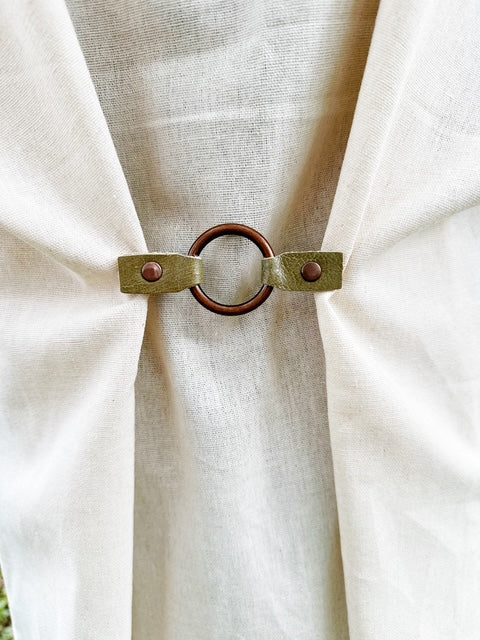 Copper O-Ring w/ Studded Green Leather