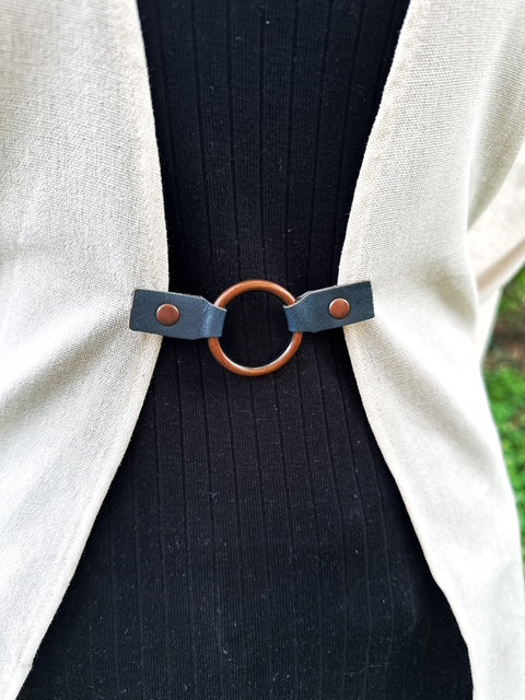 Copper O-Ring w/ Studded Blue Leather