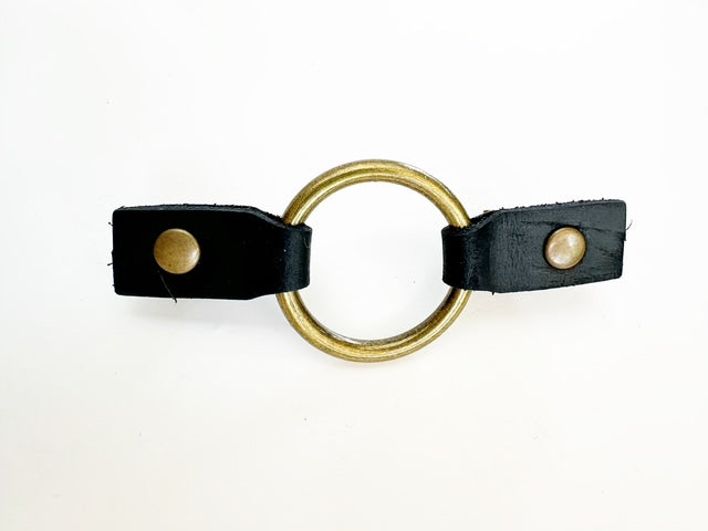 Bronze O-Ring w/ Studded Black Leather