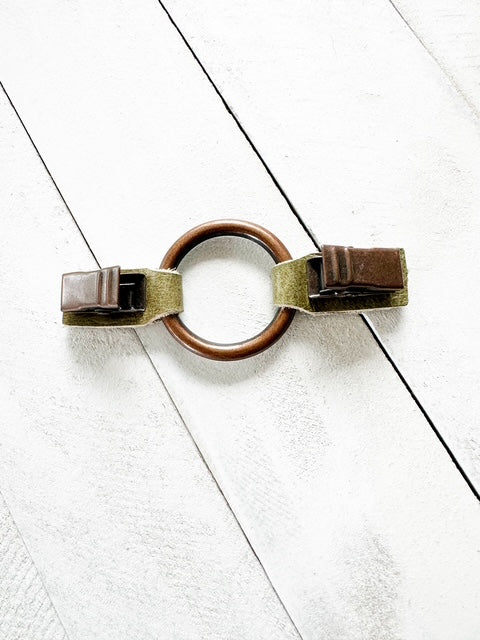 Copper O-Ring w/ Studded Green Leather
