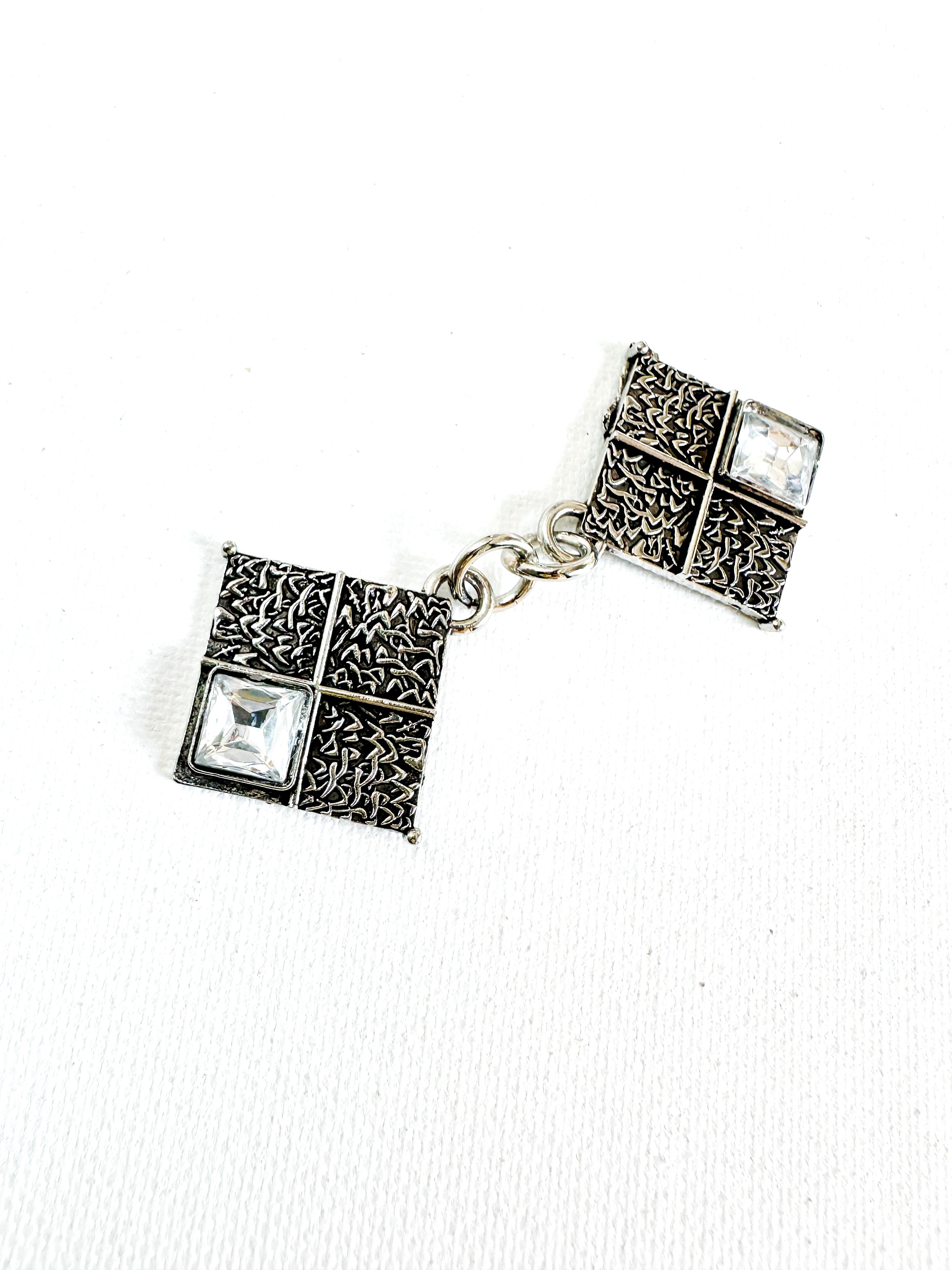 Silver Double Diamonds Cinch Clip for Dresses, Sweaters
