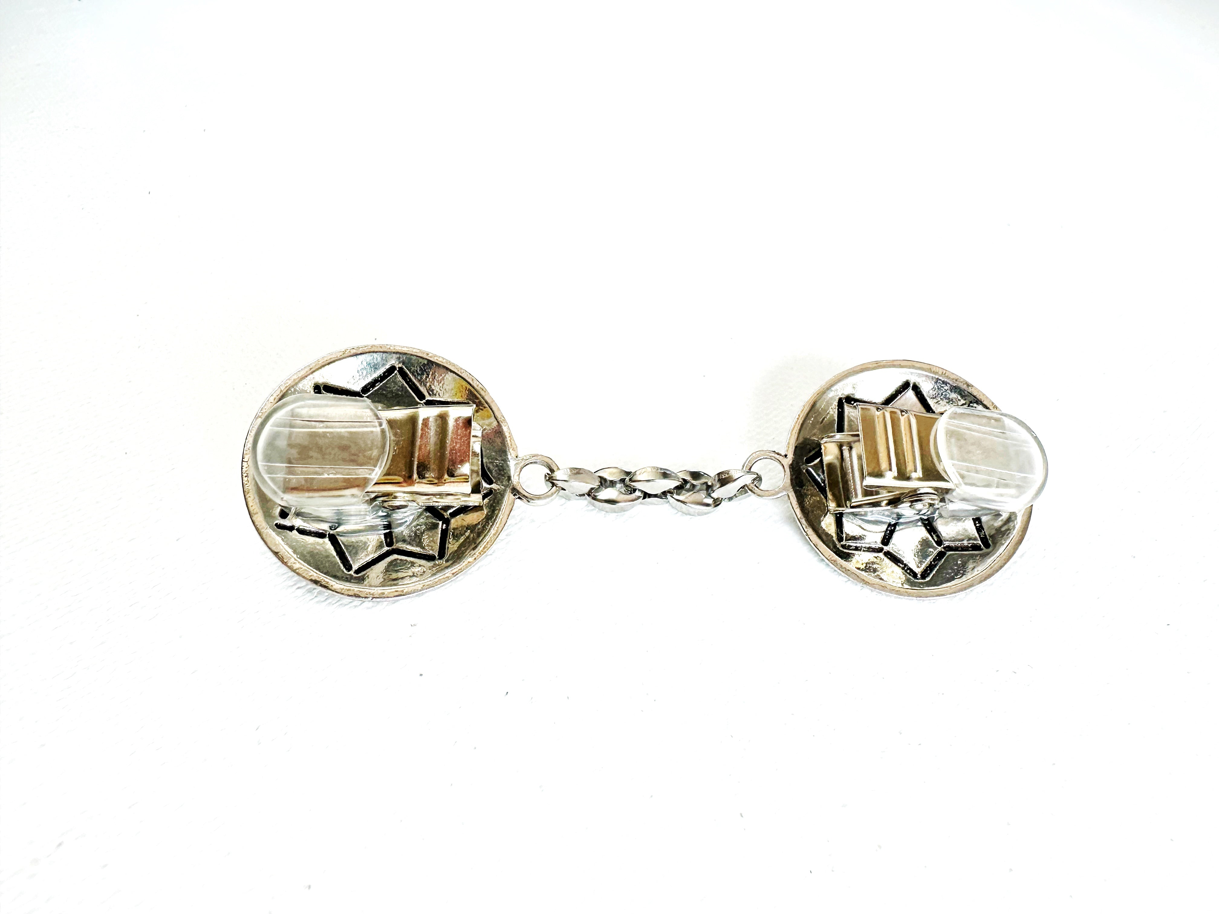 Small Silver & Green Cinch Clip for Dresses, Sweaters