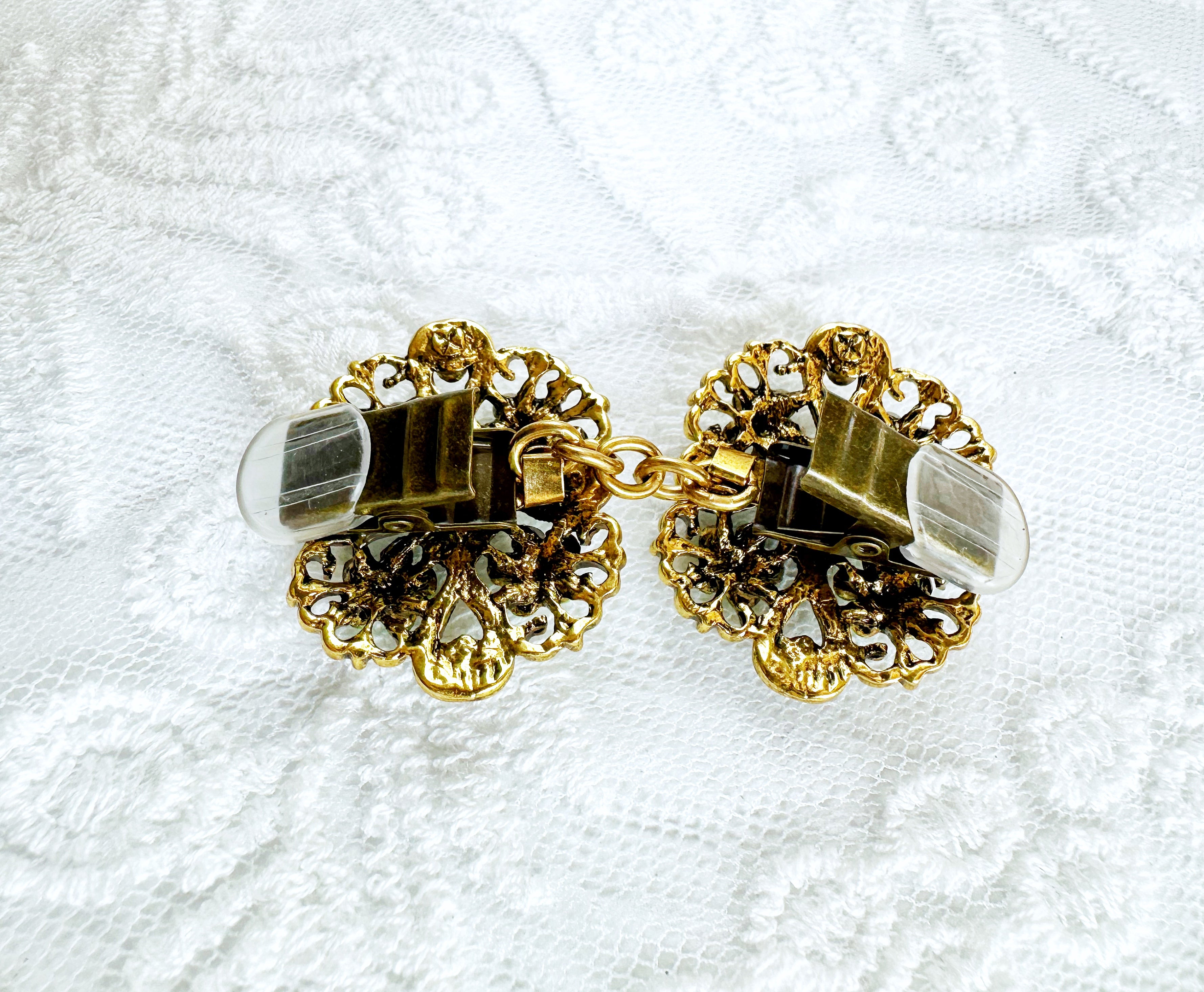 Gold with Purple Gemstones Art Nouveau Cinch Clip for Dresses, Sweaters
