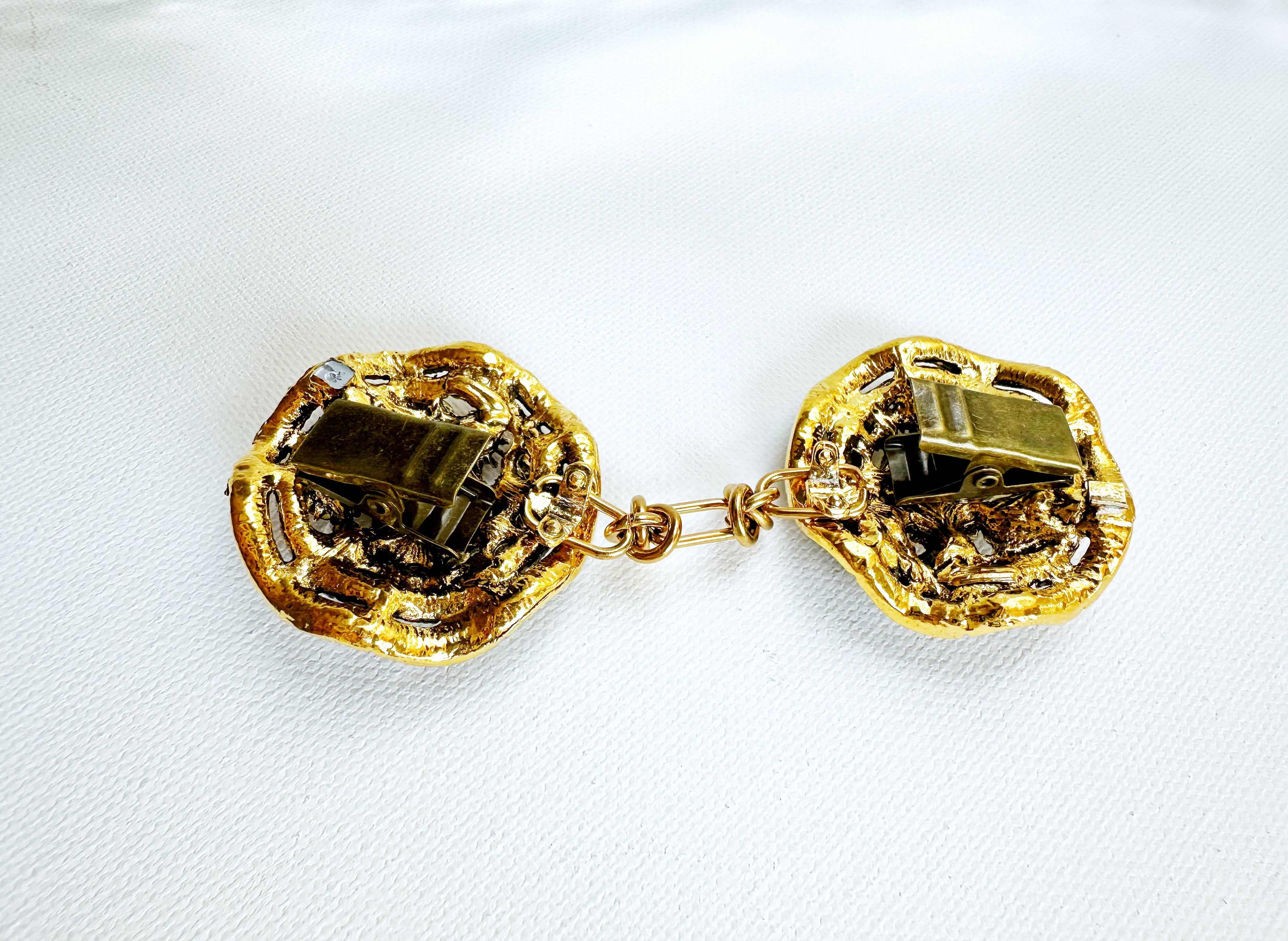Bejeweled Gold Baroque Cinch Clip, Sweater Clasp KardiKlip