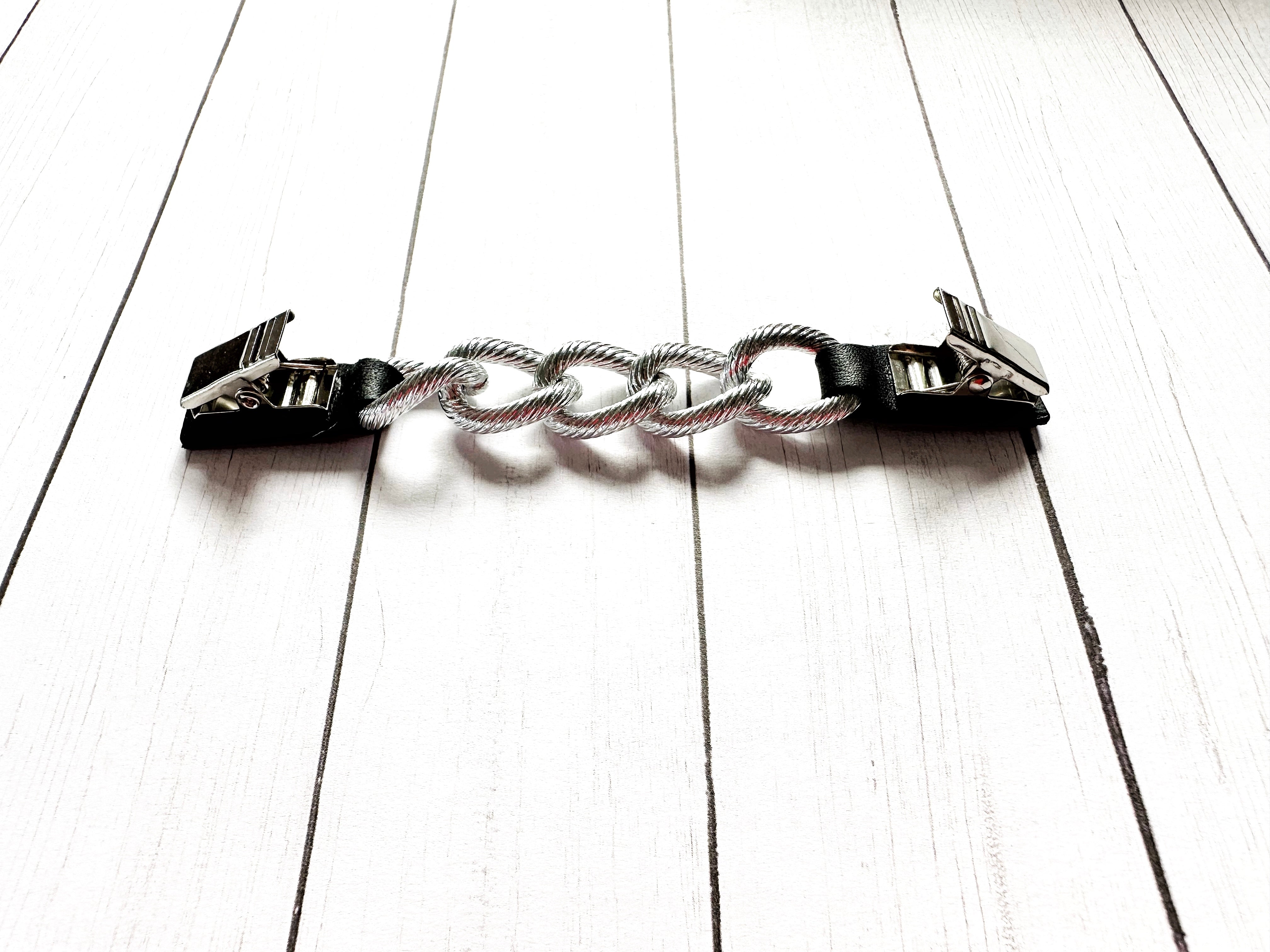 Gold Chain & Brown Leather Cinch Clip