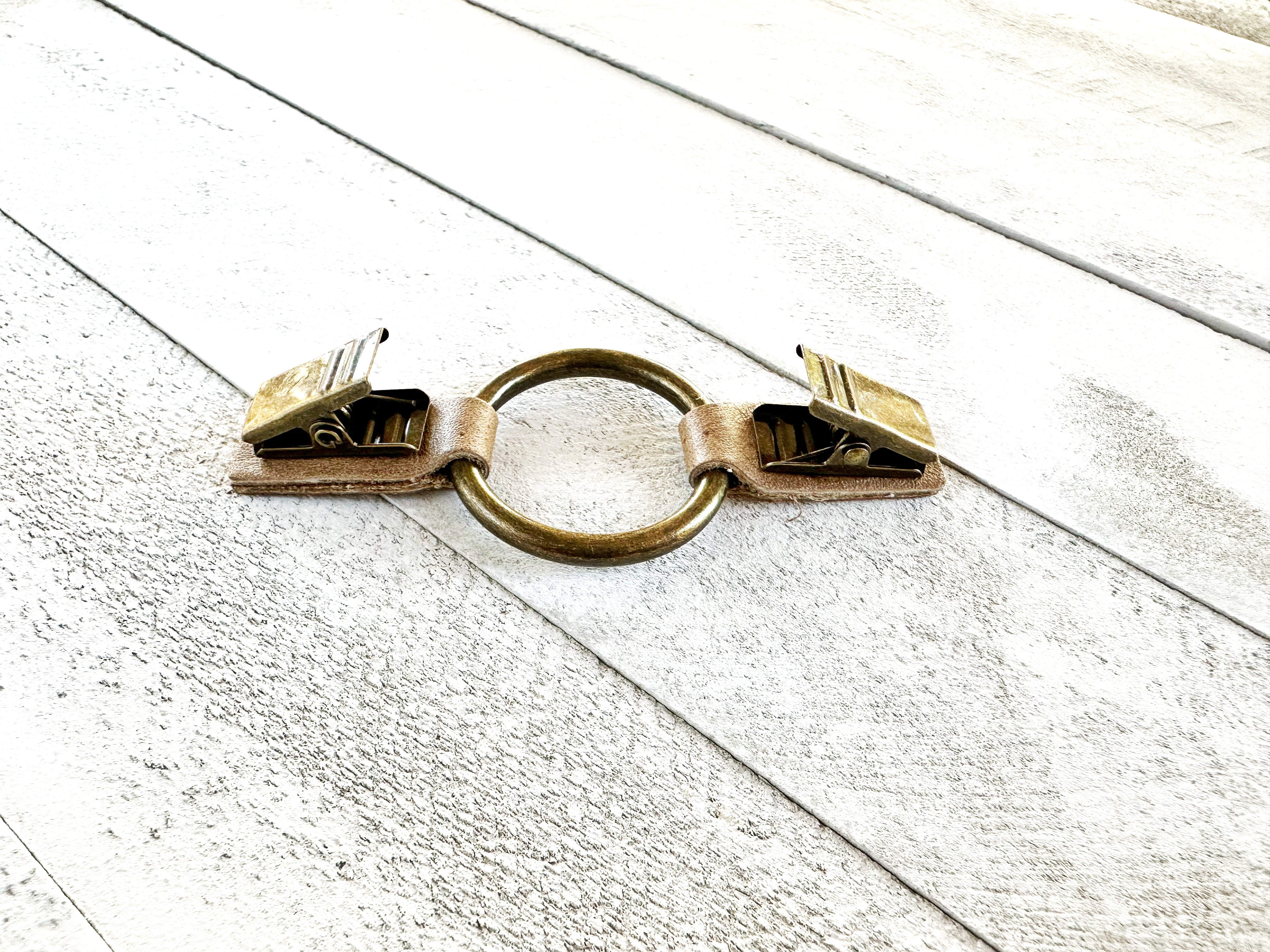 Bronze O-Ring w/ Studded Stone Brown Leather
