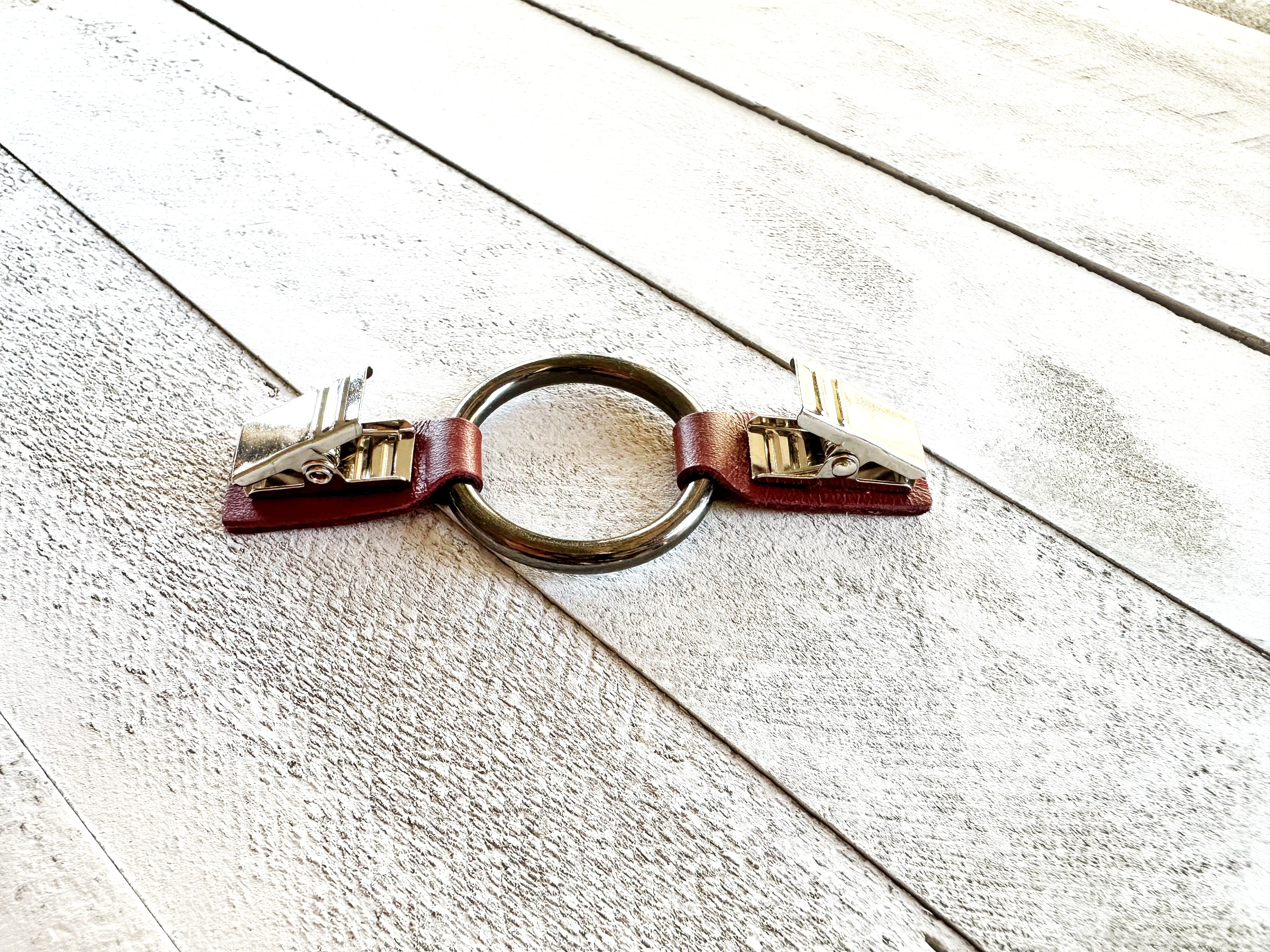 Gunmetal Black O-Ring w/ Studded Red Leather
