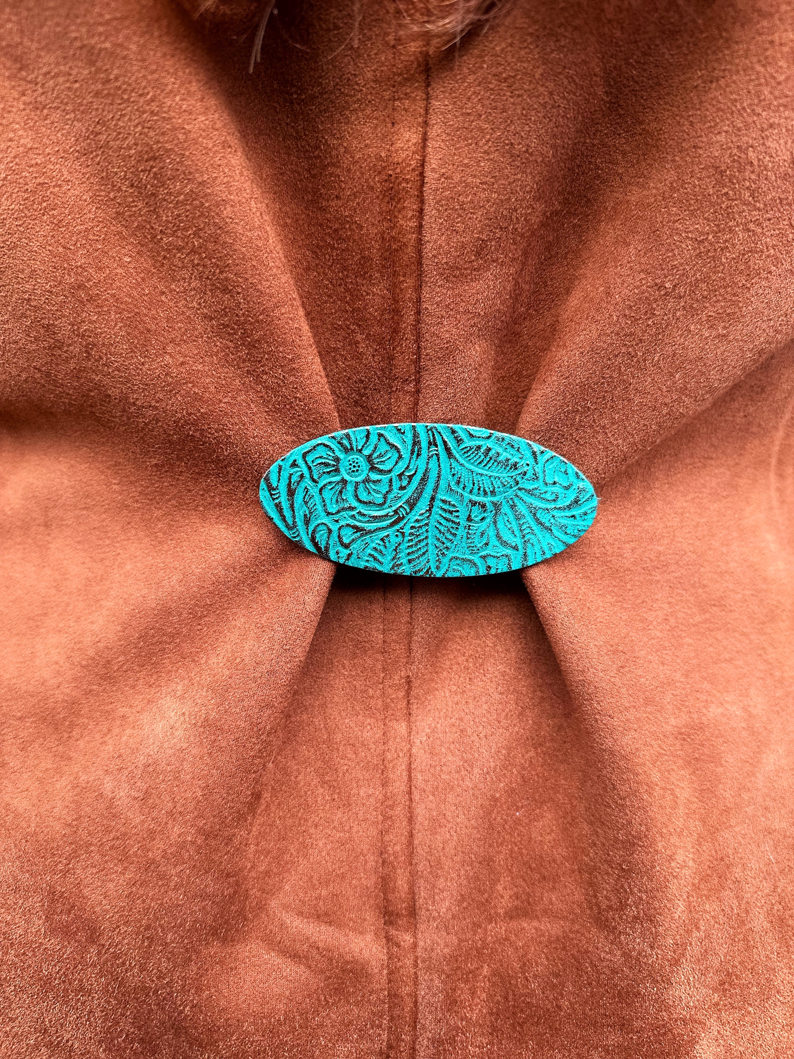 "Impressions" Metallic Embossed Leather Dress Clip | K601-603
