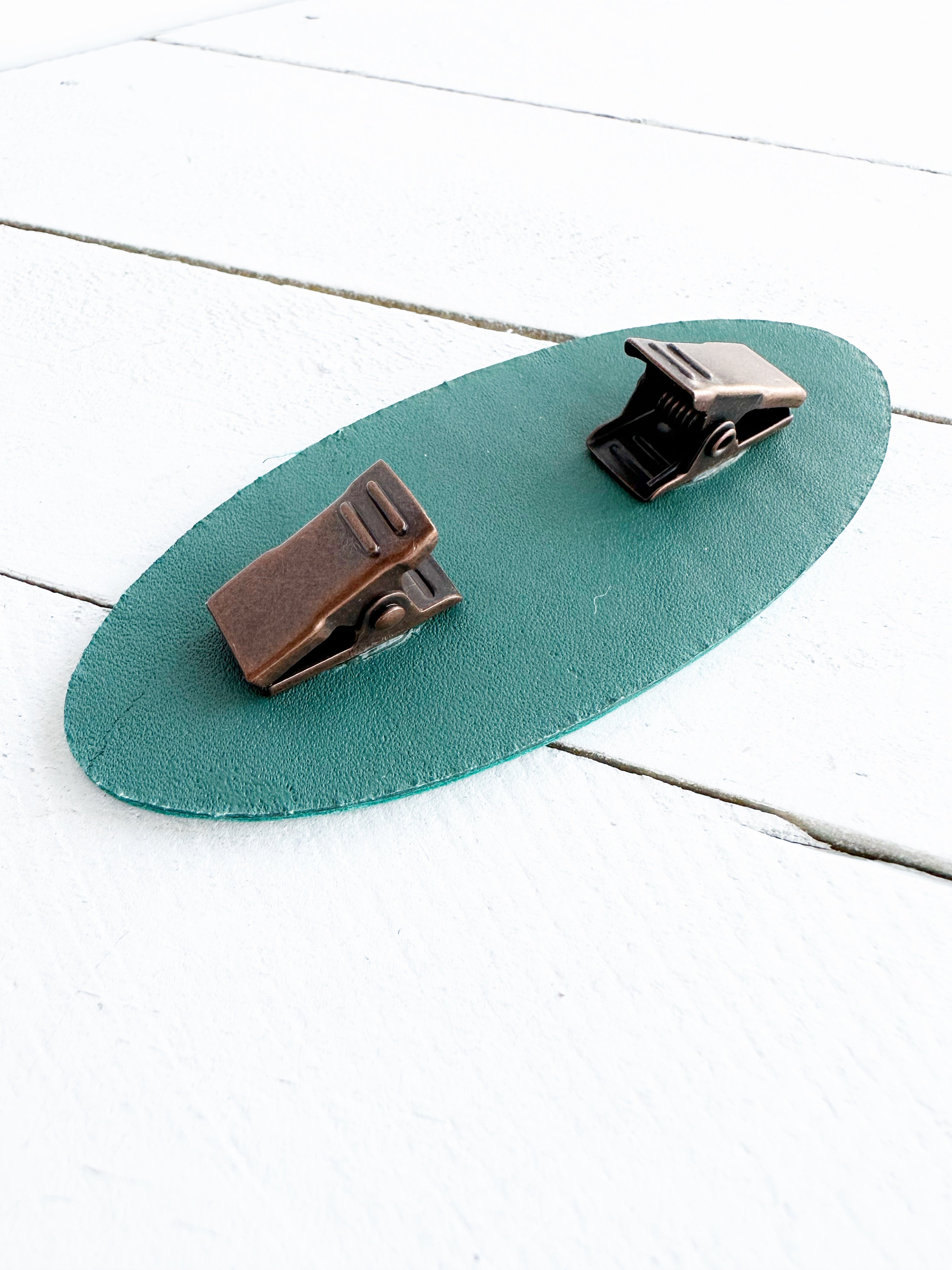 "Impressions" Metallic Embossed Leather Dress Clip | K601-603