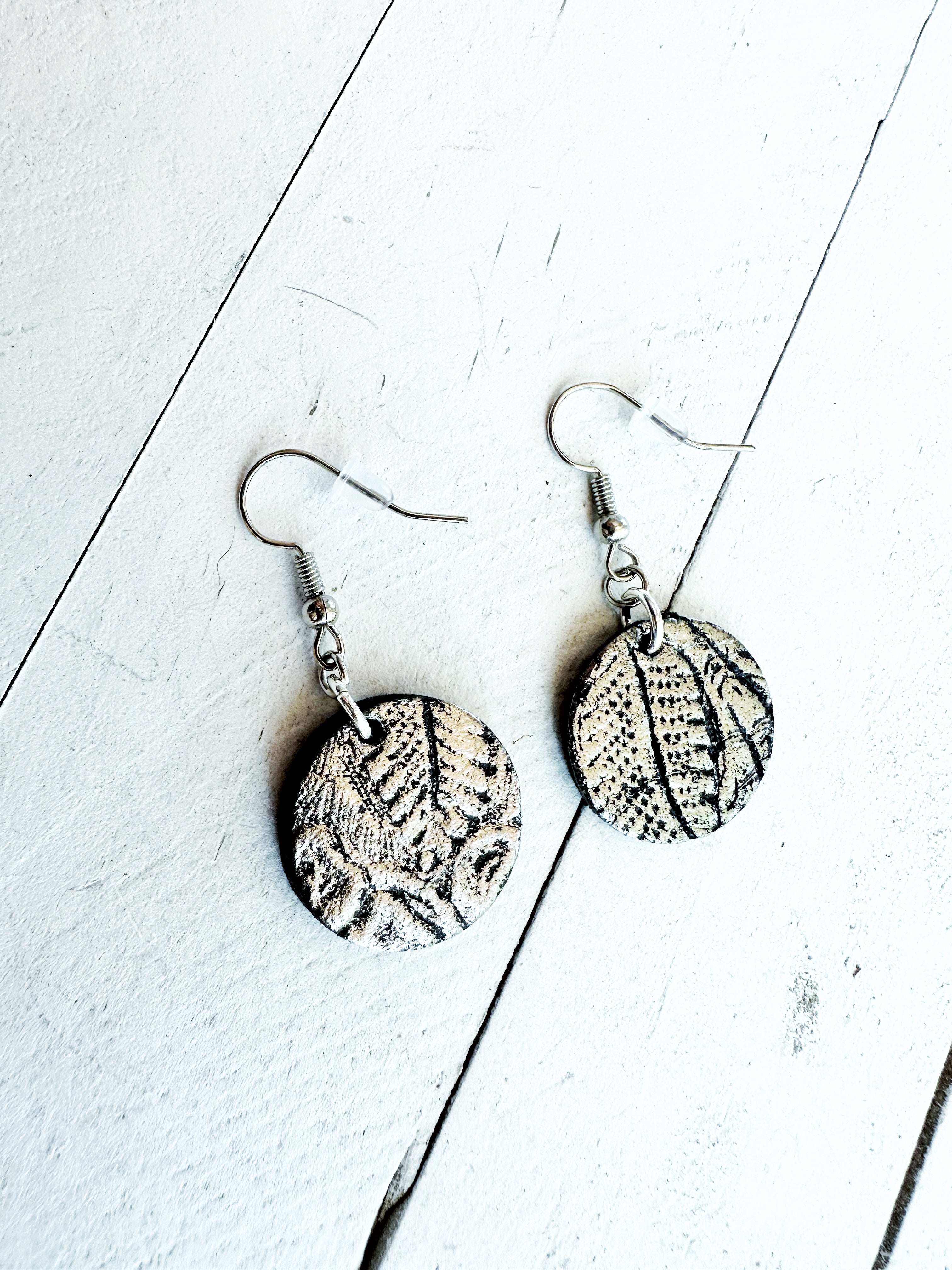 "Impressions" Embossed Leather Sphere Earrings