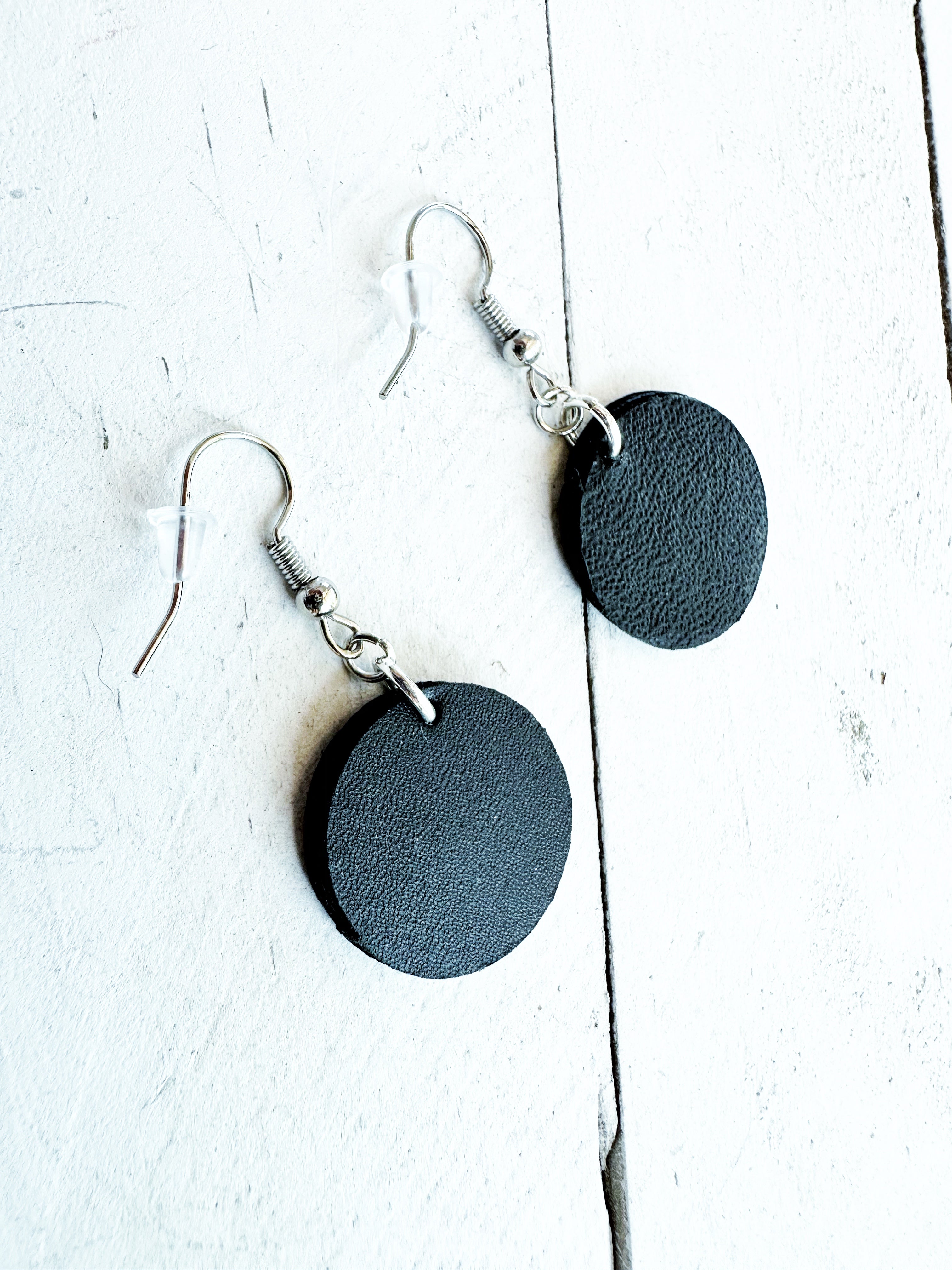 "Impressions" Embossed Leather Sphere Earrings