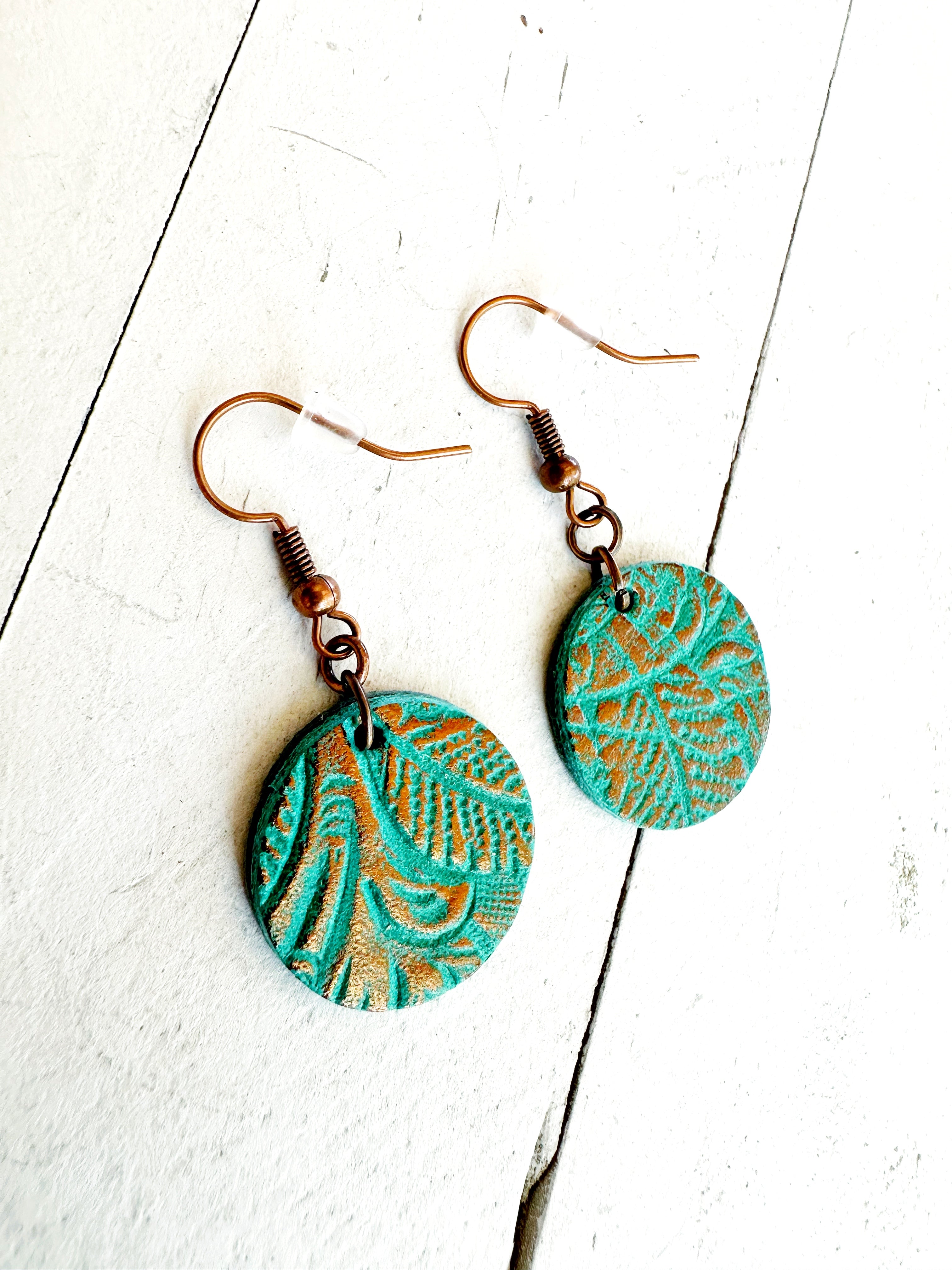 "Impressions" Embossed Leather Sphere Earrings