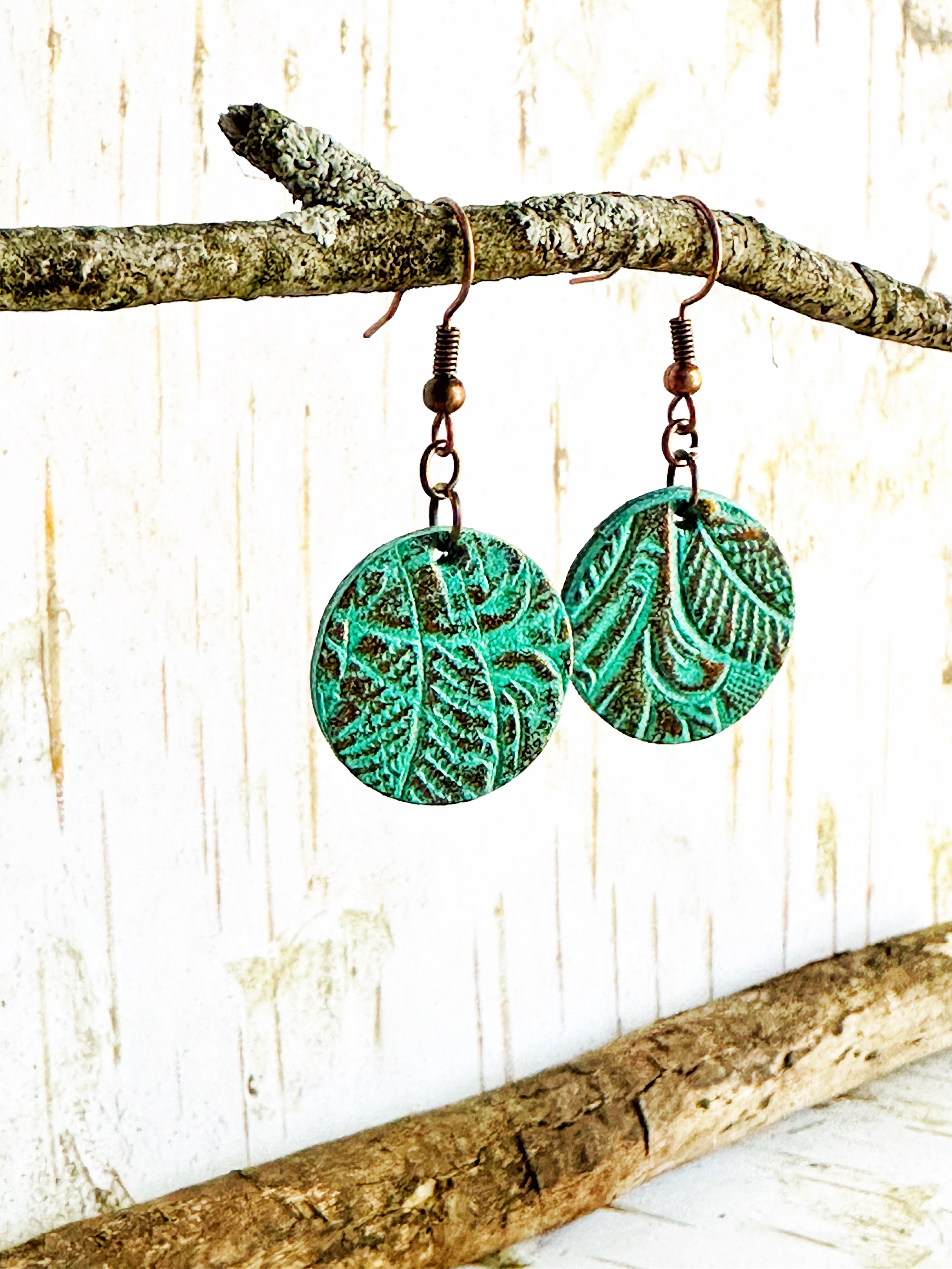 "Impressions" Embossed Leather Sphere Earrings