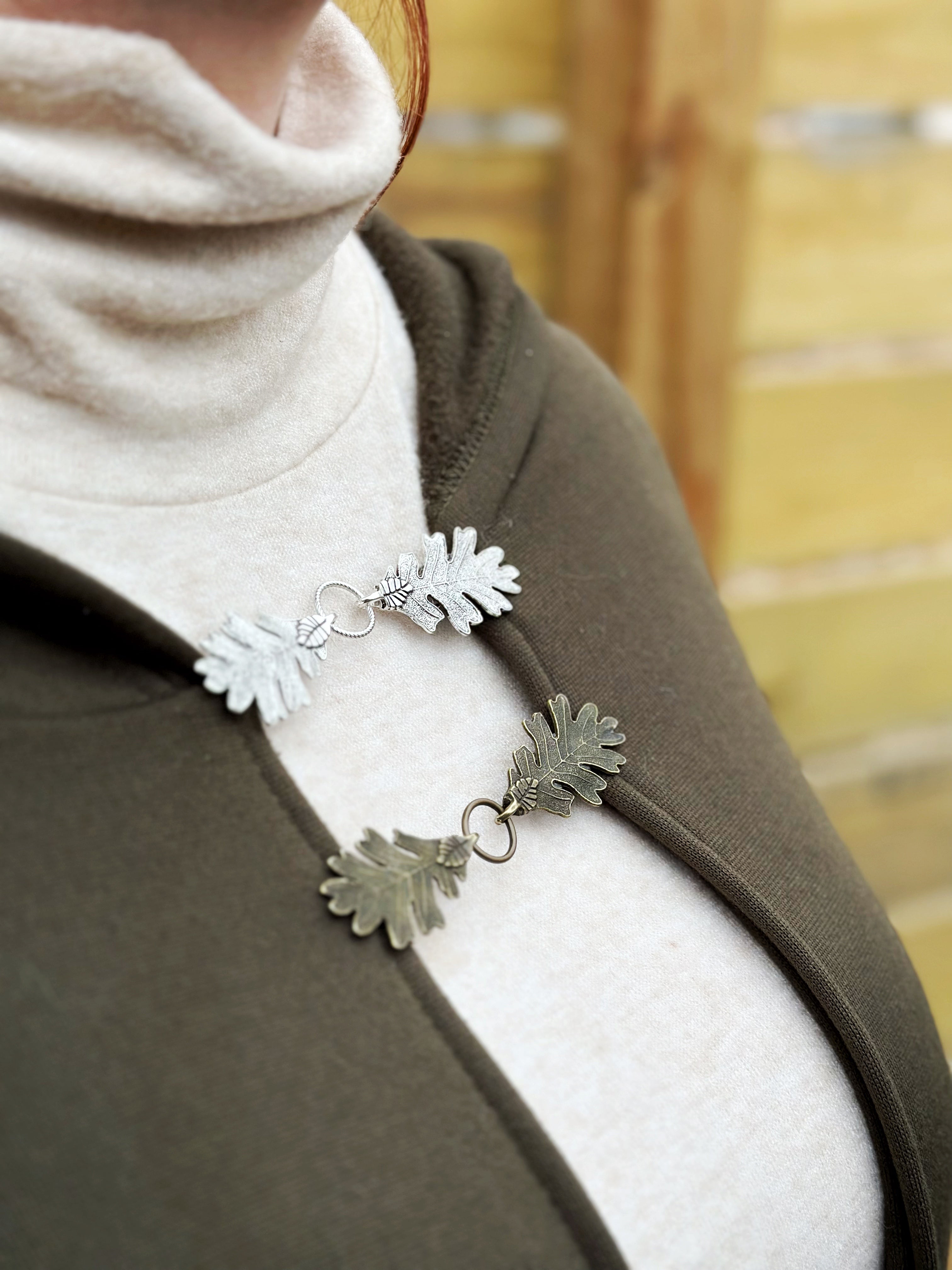 Terebinth" Silver Oak Leaf Cloak Clasp | K-206